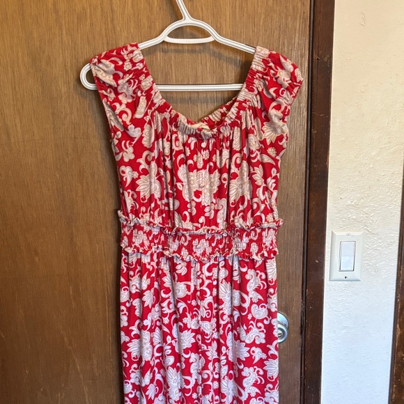 Derek Heart Red and White Floral Dress - Picture 1 of 5
